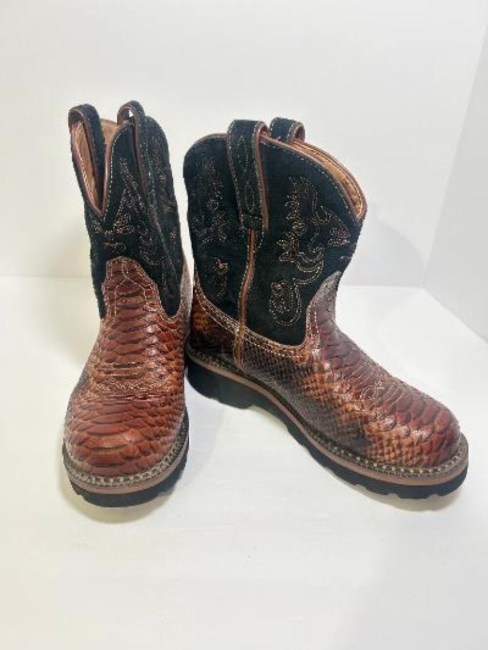 Ariat FatBaby Women’s 7.5B Snakeskin Print Western Cowboy Boots 14753